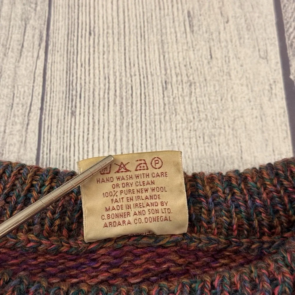 Blarney Ireland Handloomed Pure New Wool Crewneck Sweater Multicolor Size L